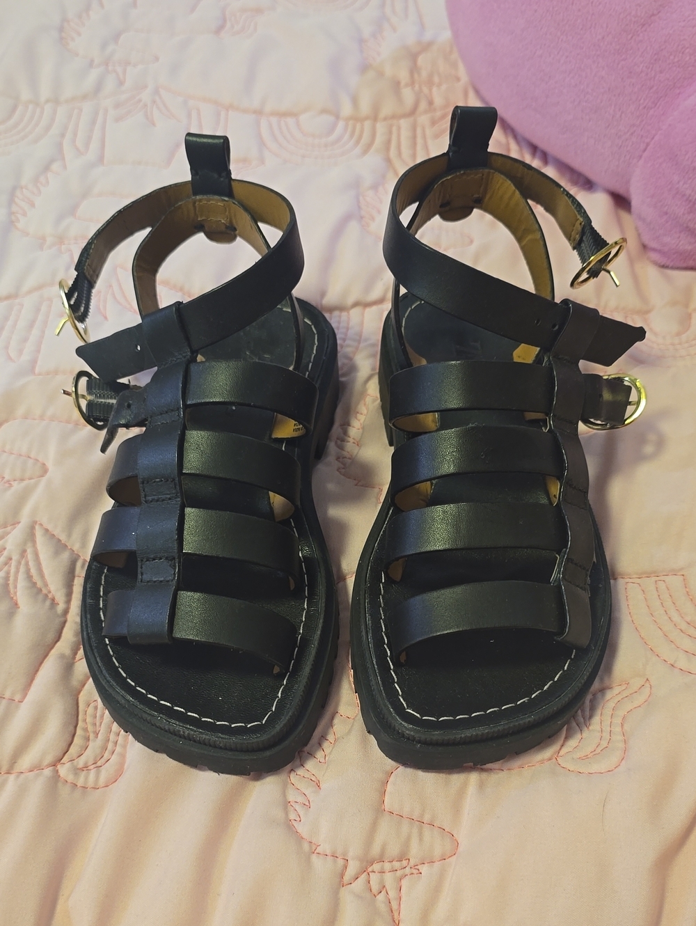 Kids Black Strappy Gladiator Sandals